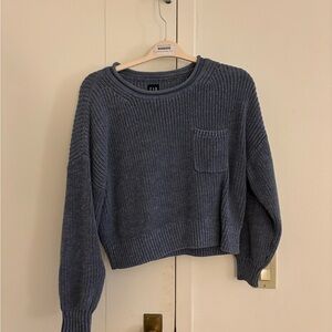 GAP Blue Crew Neck Sweater with Ribbed Cuffs